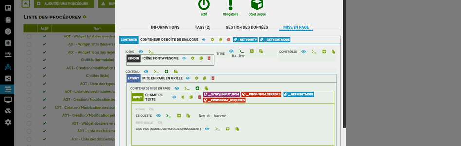 Paramétrage de l'écran